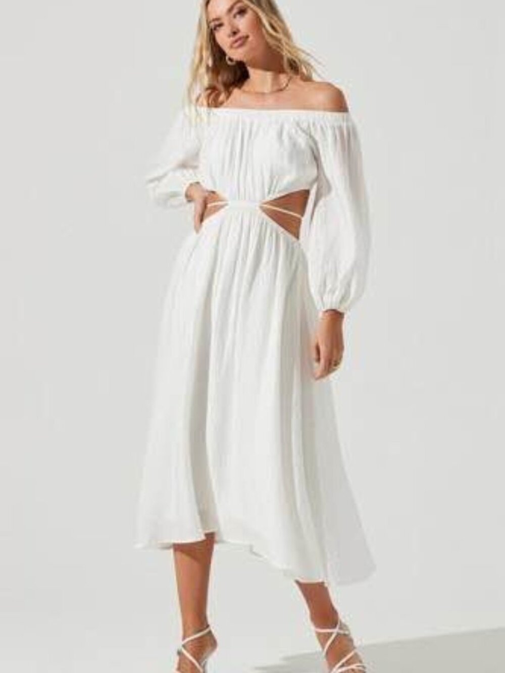 ASTR the label white off shoulder summer dress with cutouts size small